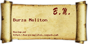 Burza Meliton névjegykártya